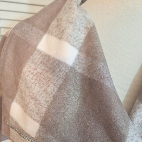 Bagatelle Beige Plaid Moto Style Jacket LG *D4 - Picture 5 of 7